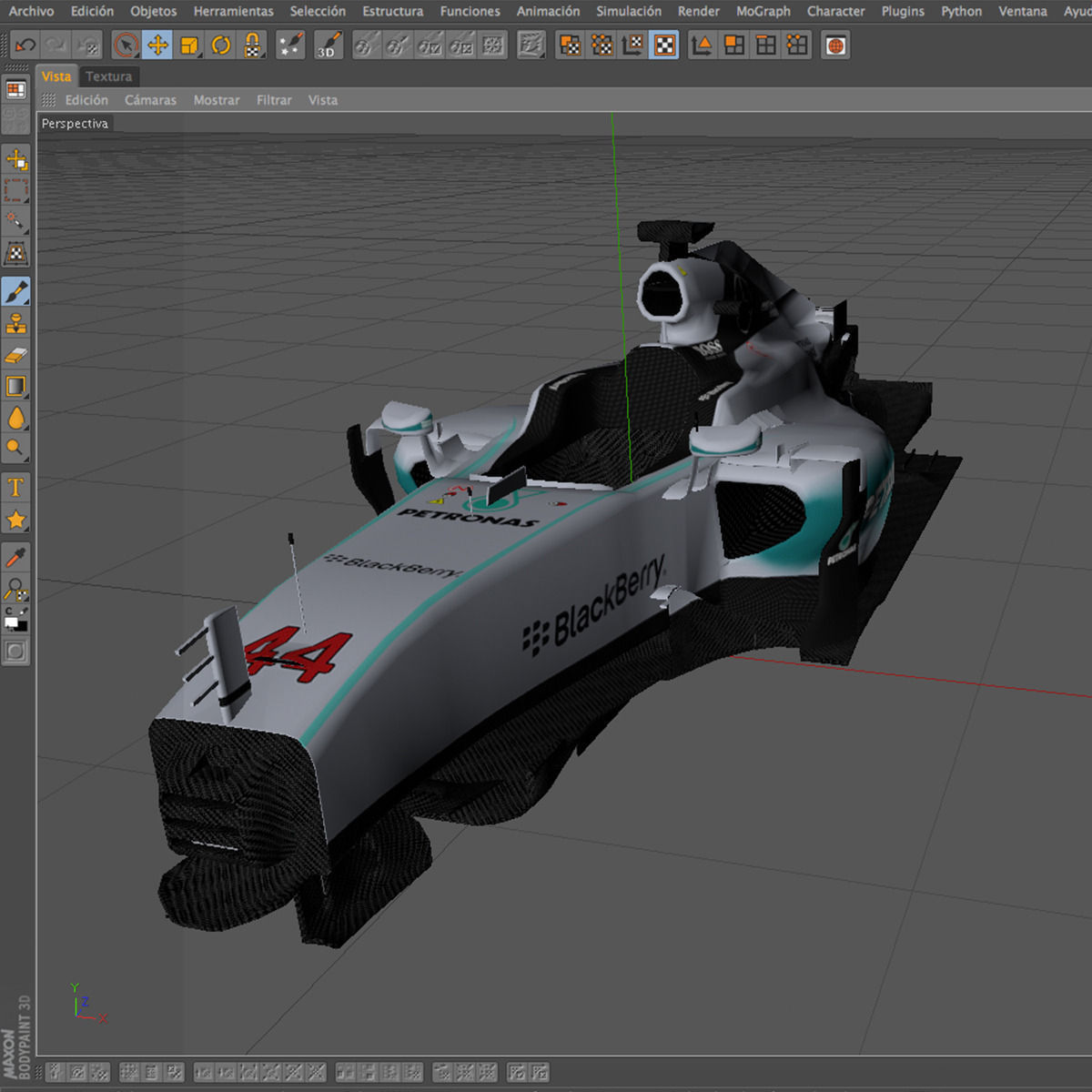 Mercedes W06 monocoque Low-poly 3D model_9