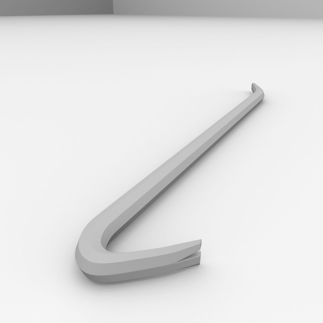 Crowbar cane with handle 3D model_3