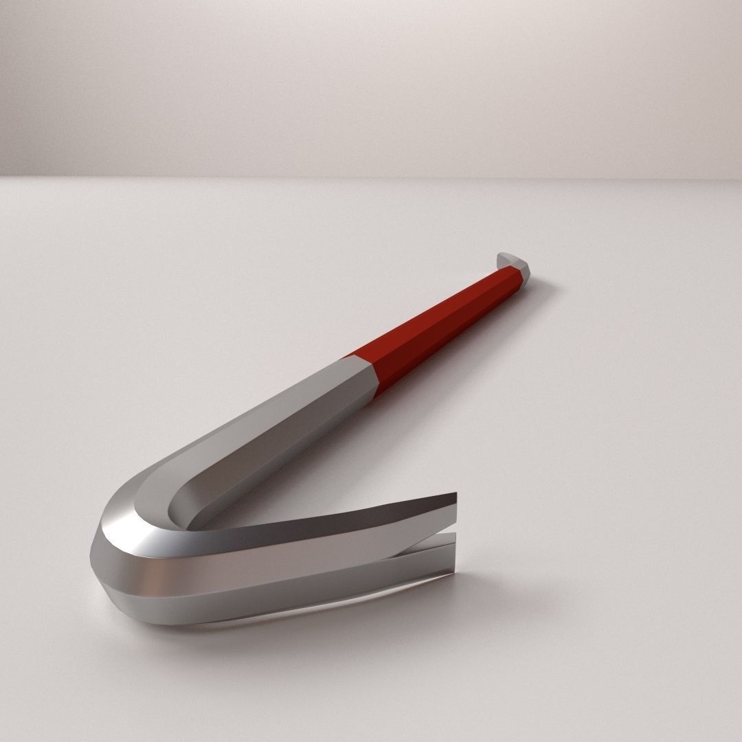 Crowbar cane with handle 3D model_1