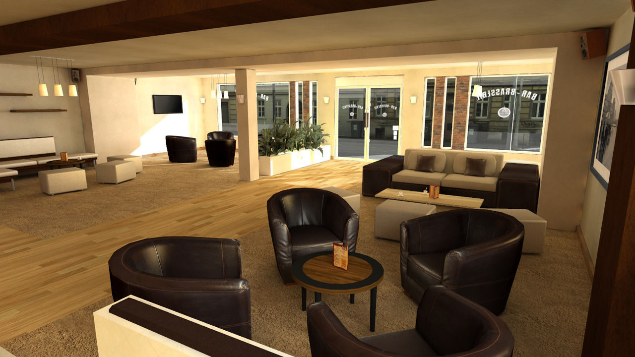 French Pub Low-poly 3D model_5