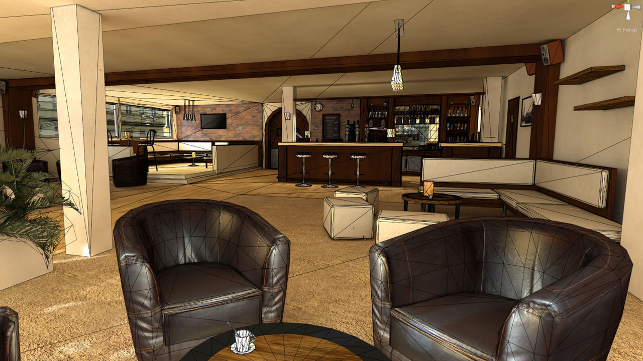 French Pub Low-poly 3D model_1