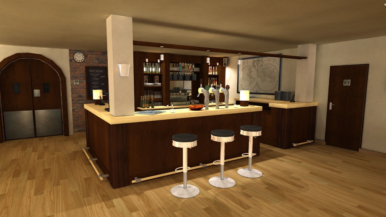 French Pub Low-poly 3D model_6