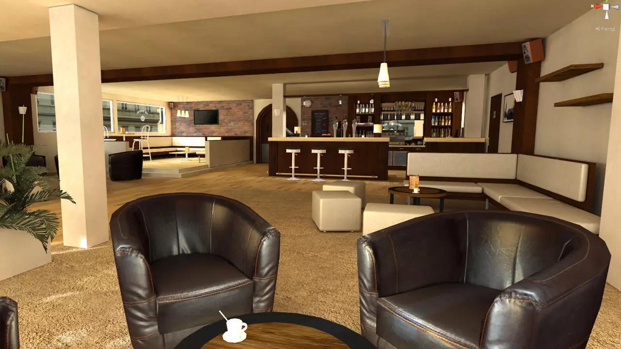 French Pub Low-poly 3D model_0