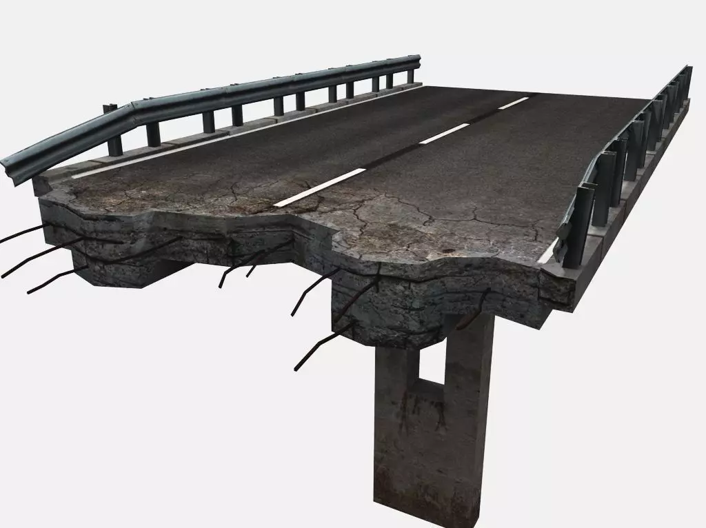 Broken Highway Low-poly 3D model_0