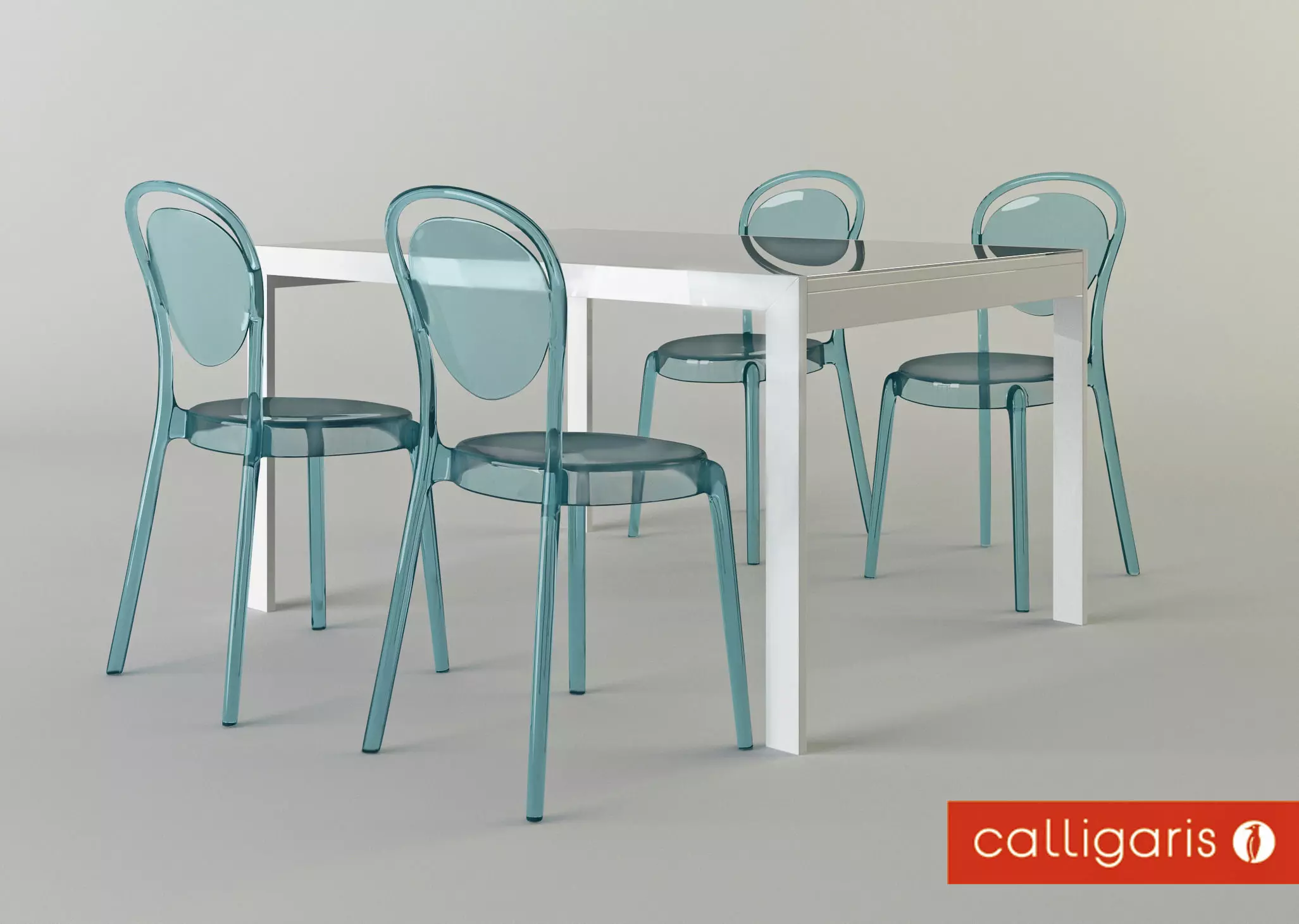 Furniture set Calligaris chair Parisien and table Key 3D model_0