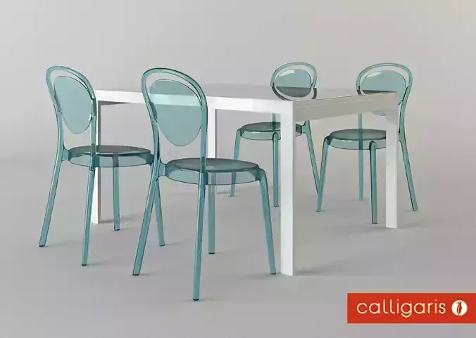 Furniture set Calligaris chair Parisien and table Key 3D model