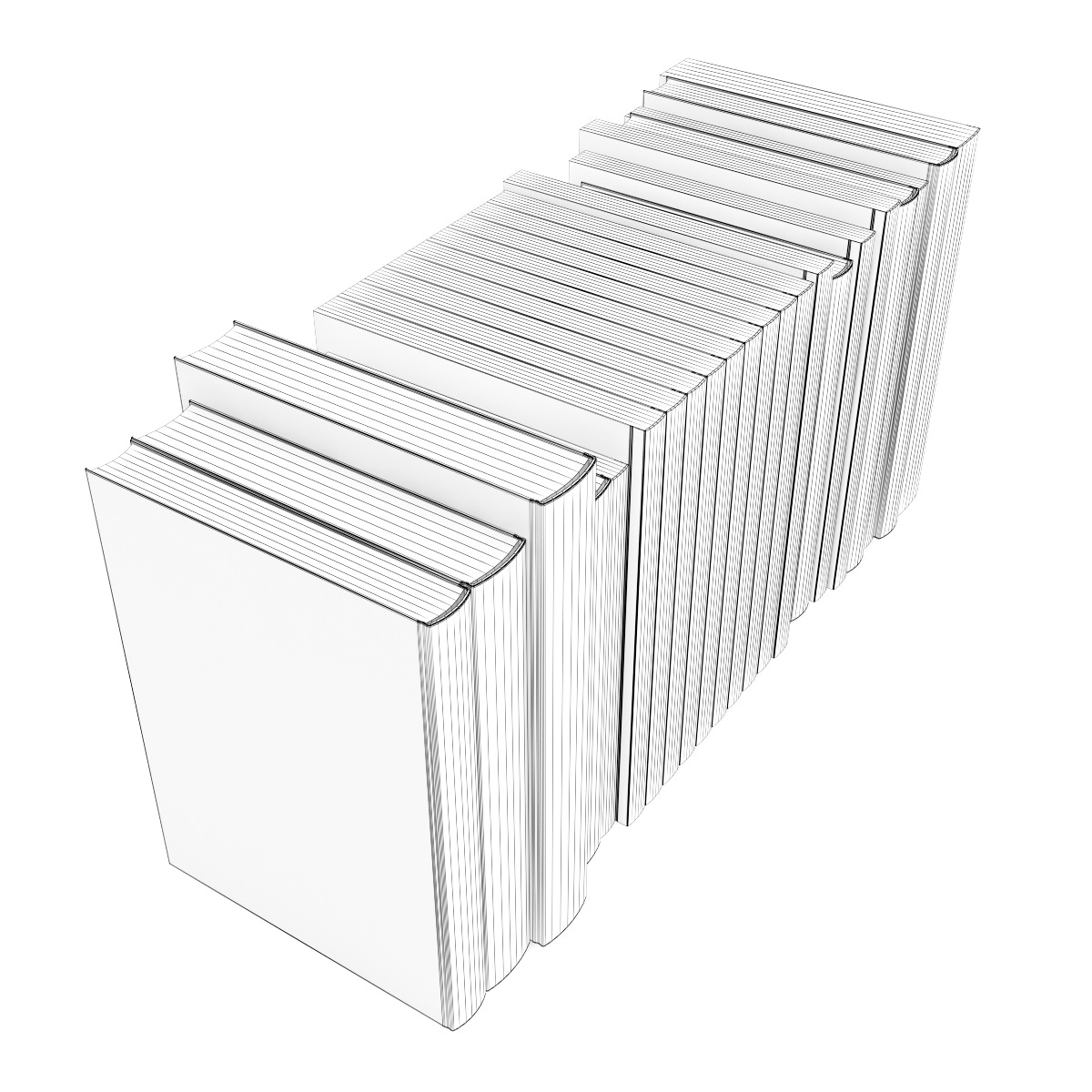 Books Set book bundle - digital 3D model_3