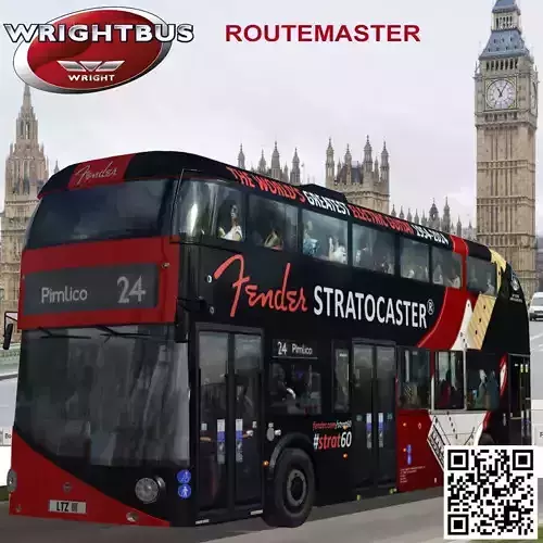 Wrightbus Routemaster STRATOCASTER GUITAR livery Low-poly 3D model