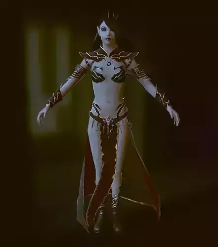 DarkElf female character in armor
