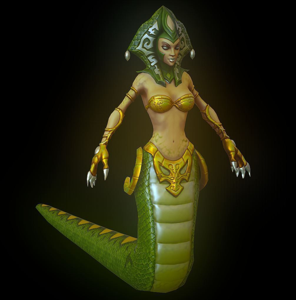 cassiopeia female snake Low-poly 3D model_1