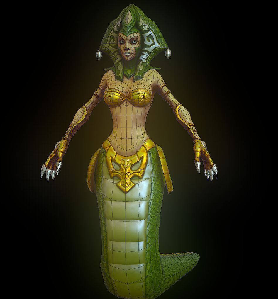 cassiopeia female snake Low-poly 3D model_5