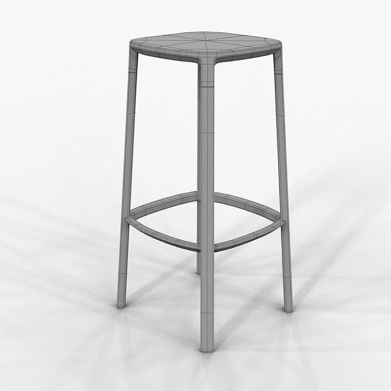 Bar High Stool Plank Pub 3D model_1