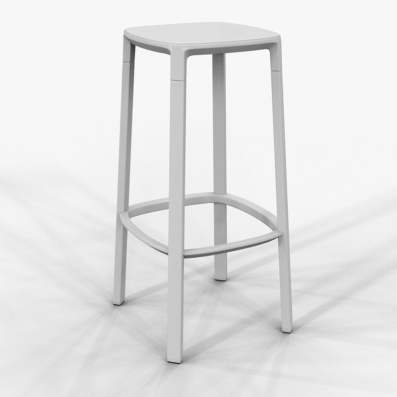 Bar High Stool Plank Pub 3D model_7