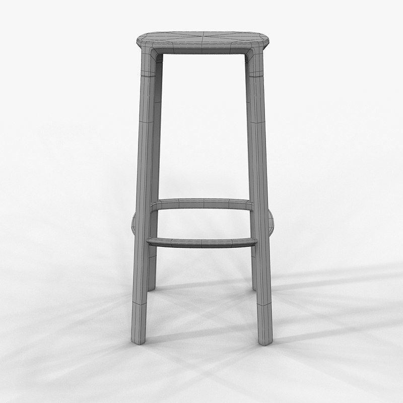 Bar High Stool Plank Pub 3D model_2