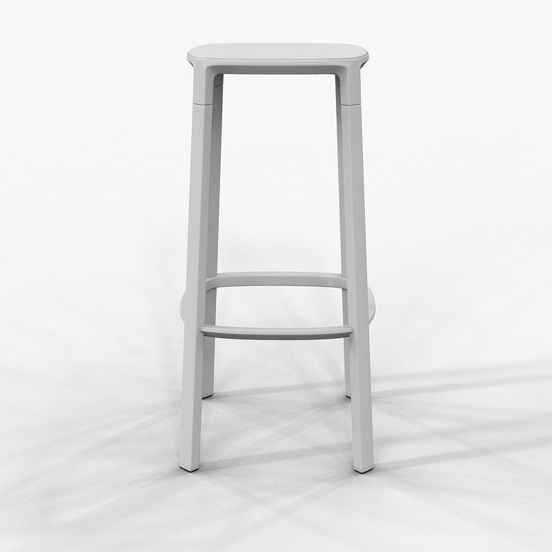 Bar High Stool Plank Pub 3D model_8