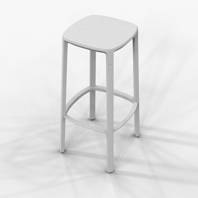 Bar High Stool Plank Pub 3D model_6