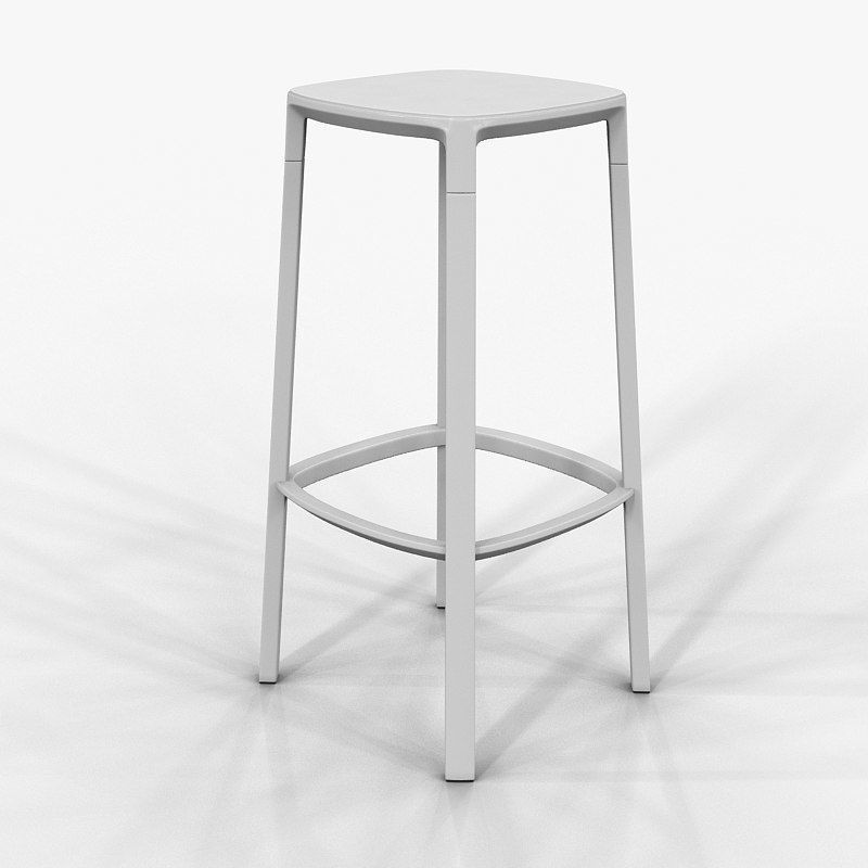 Bar High Stool Plank Pub 3D model_5