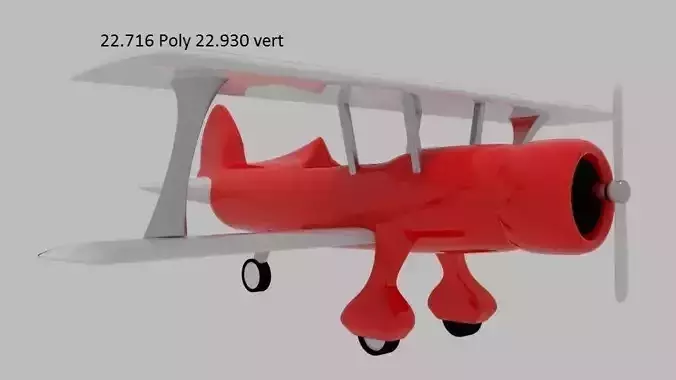 Bi-Plane toy airplane Low-poly 3D model