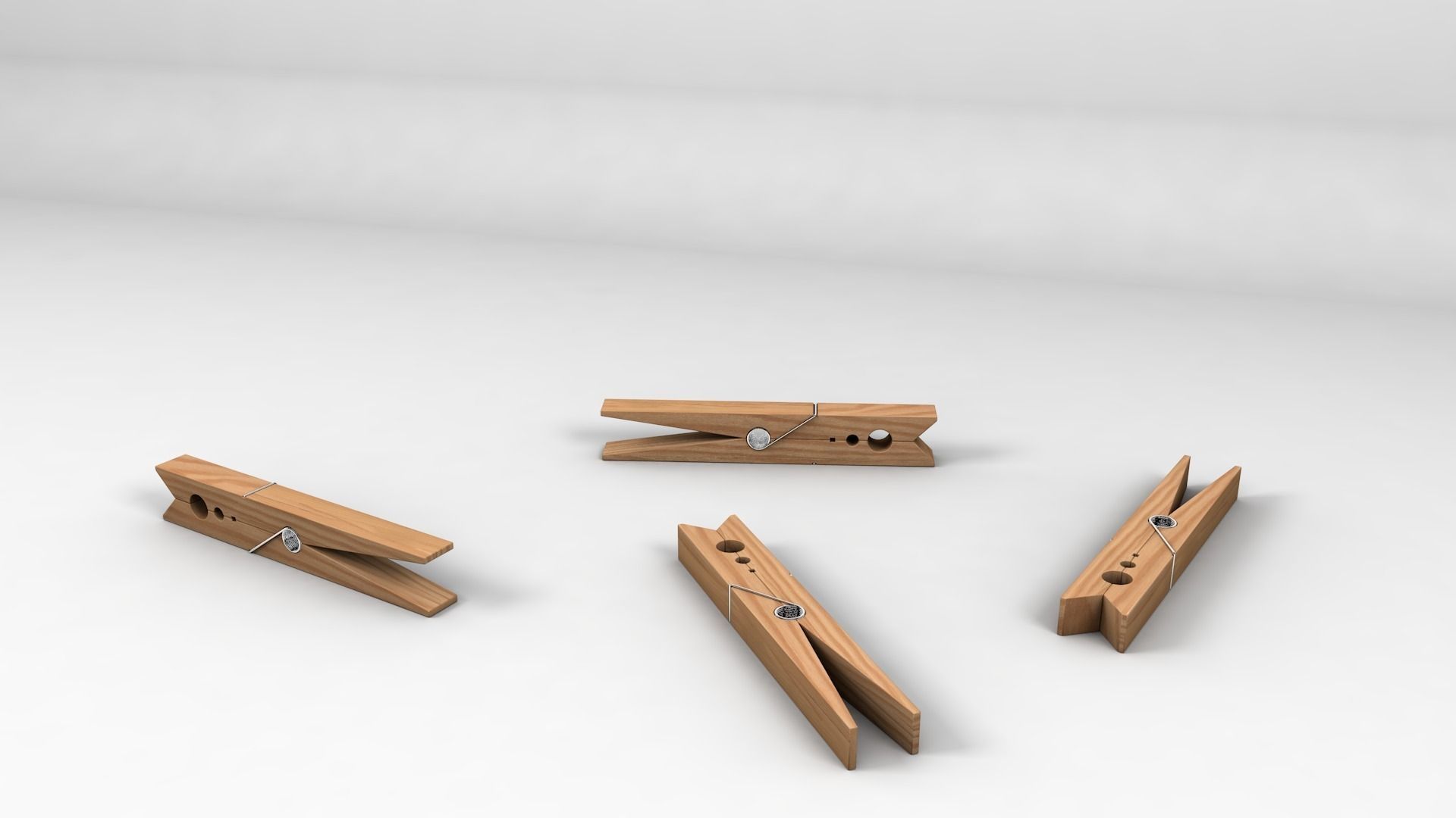 Clothespin wooden clothes peg Free 3D model_0