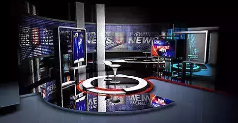 Set design news studio with lights and furniture 3D model