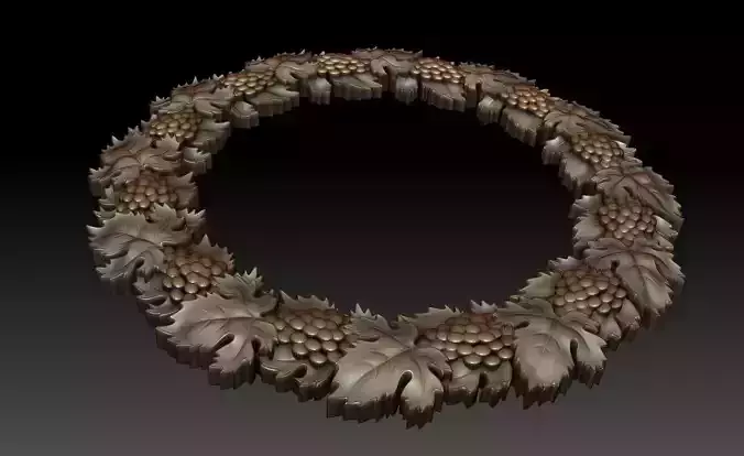 Decorative frame with Grapes and Leaves Free 3D model