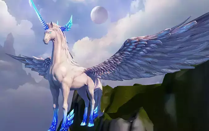 unicorn hd wallpaper Low-poly 3D model