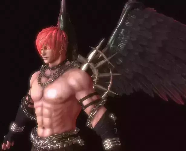 Brazel male with wings and hair Low-poly 3D model