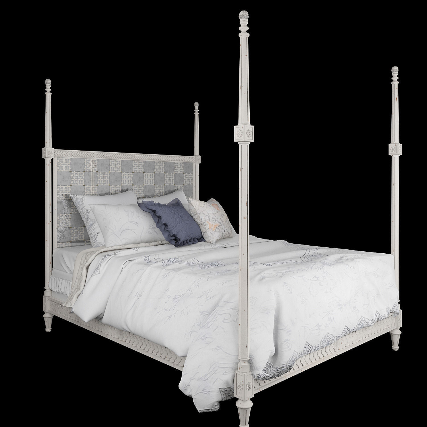 Mirelle bed Anthropologie classic double bed with linens 3D model_5
