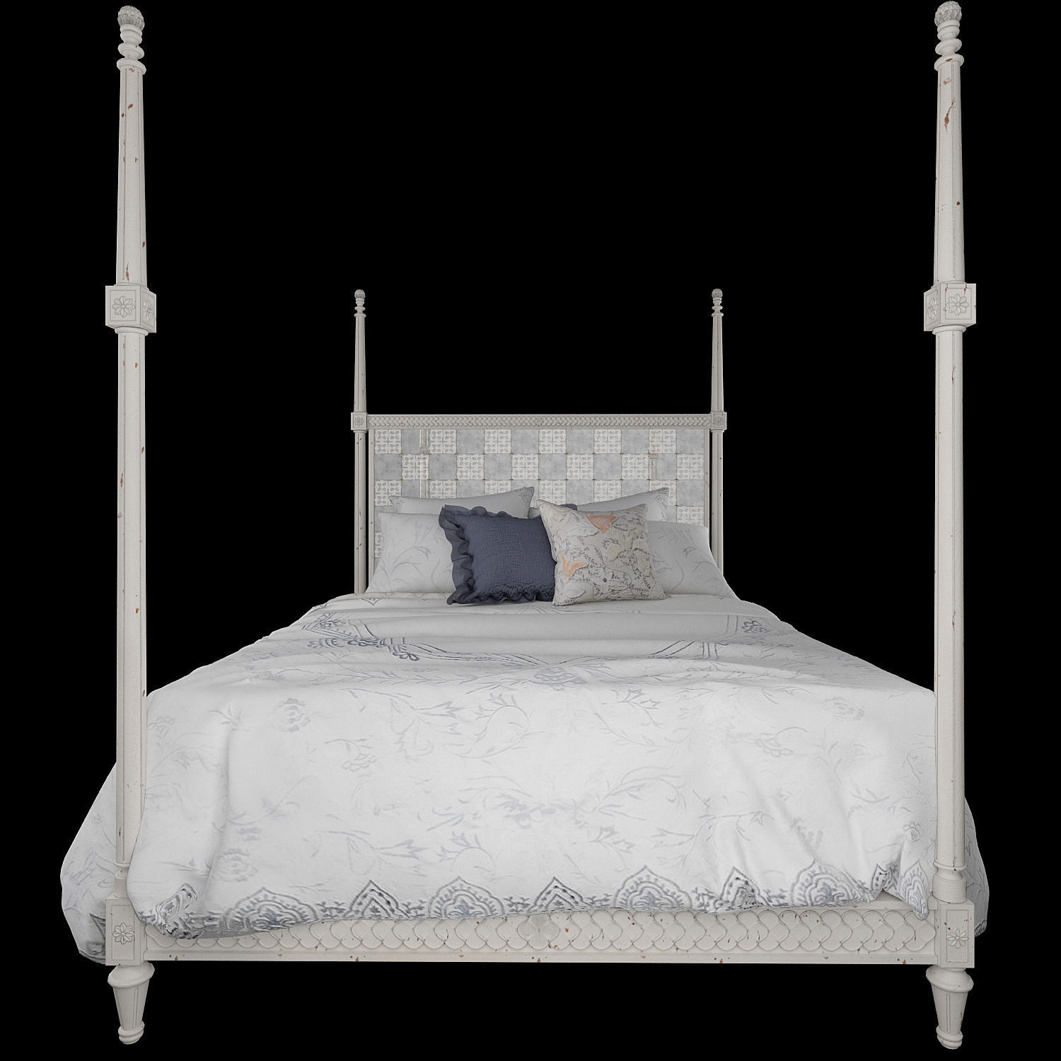 Mirelle bed Anthropologie classic double bed with linens 3D model_2