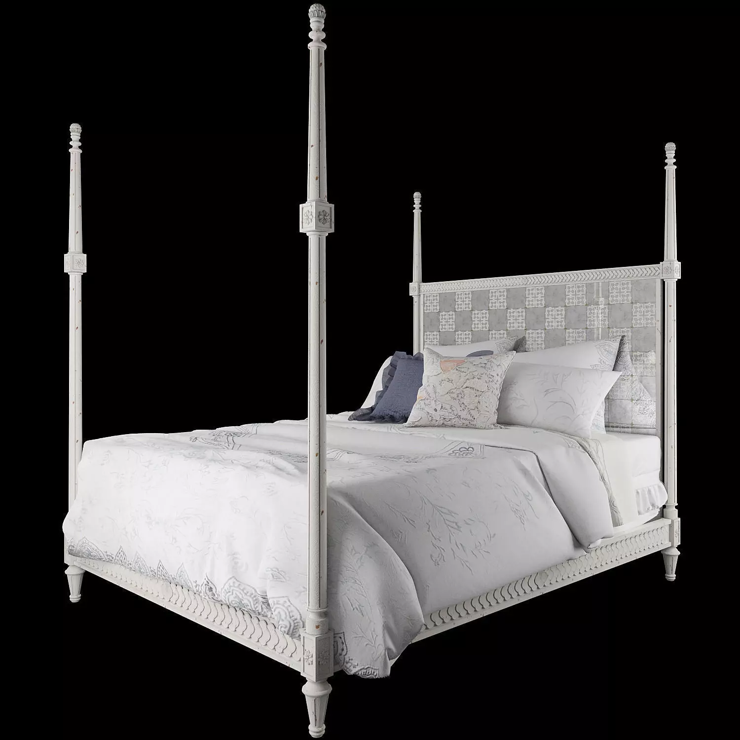 Mirelle bed Anthropologie classic double bed with linens 3D model_0