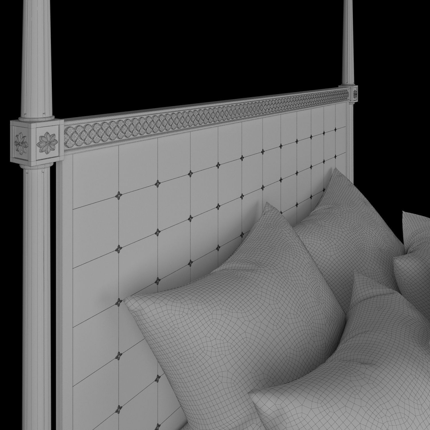 Mirelle bed Anthropologie classic double bed with linens 3D model_6