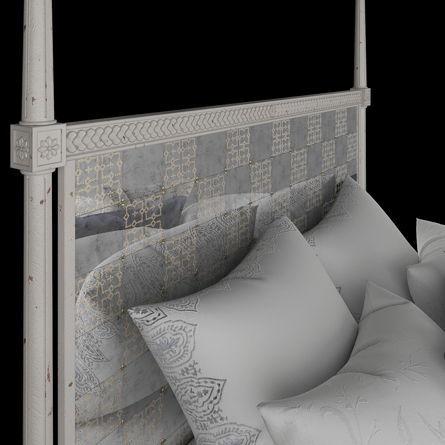 Mirelle bed Anthropologie classic double bed with linens 3D model_3