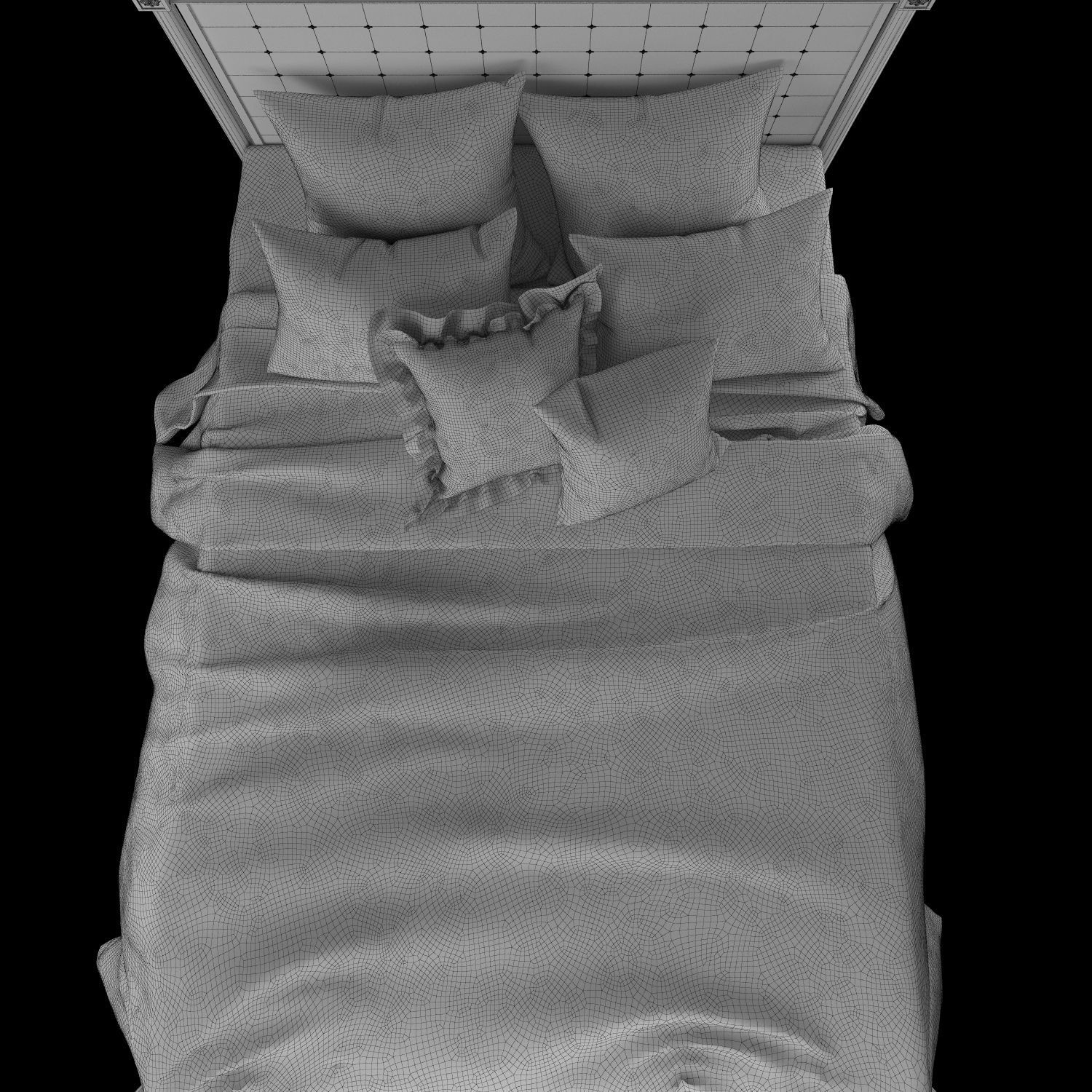 Mirelle bed Anthropologie classic double bed with linens 3D model_9