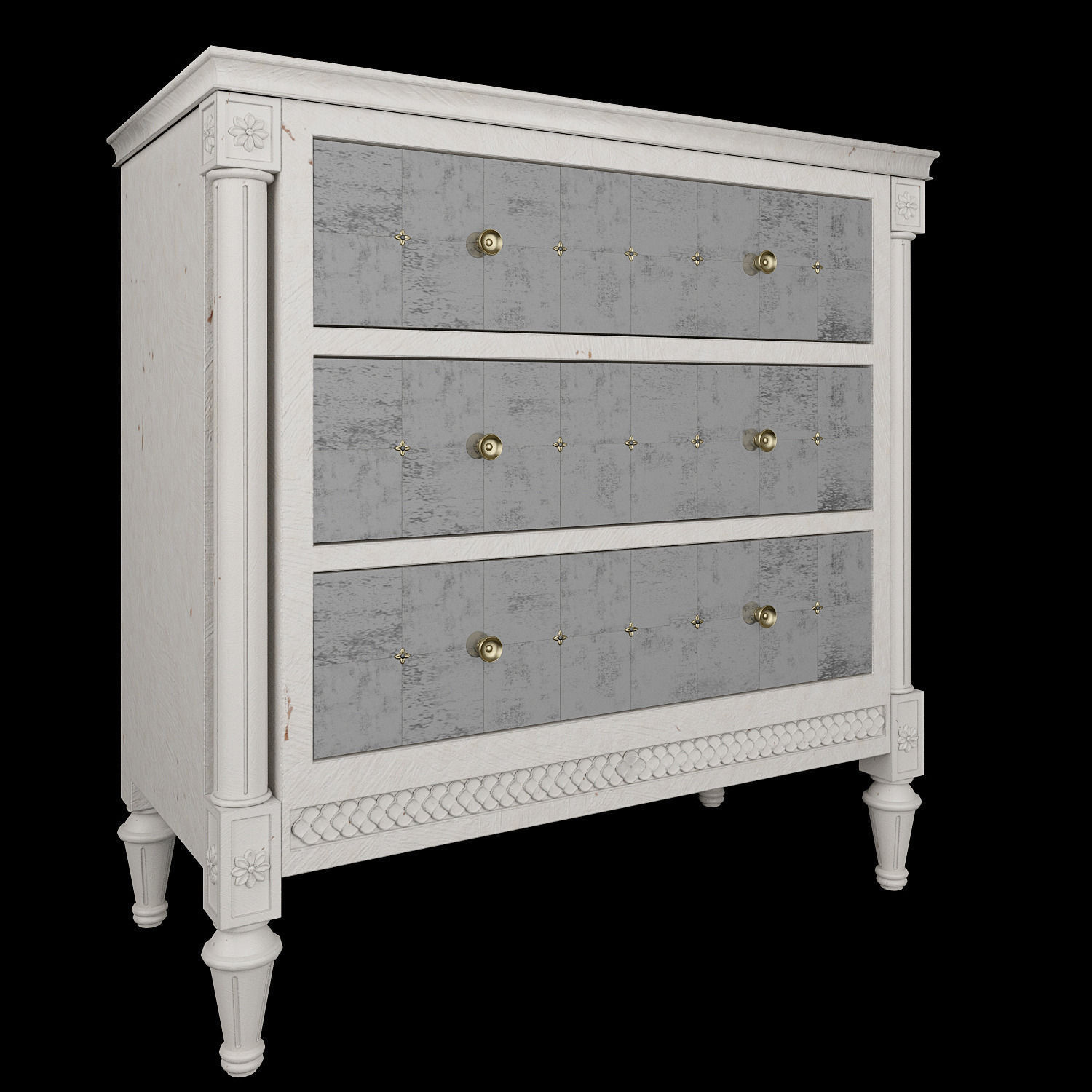 Mirelle Nightstand Three five drawer dresser 3D model_3