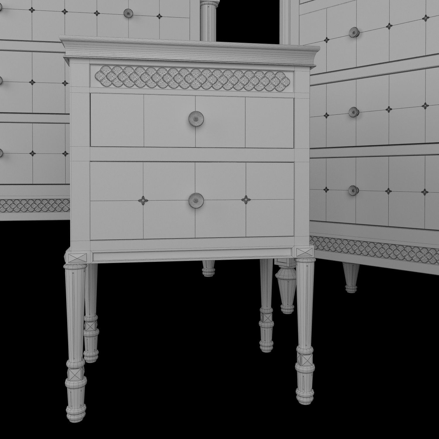 Mirelle Nightstand Three five drawer dresser 3D model_6