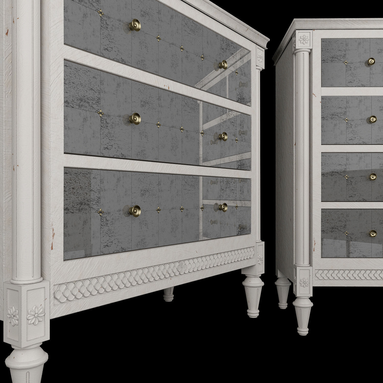 Mirelle Nightstand Three five drawer dresser 3D model_5