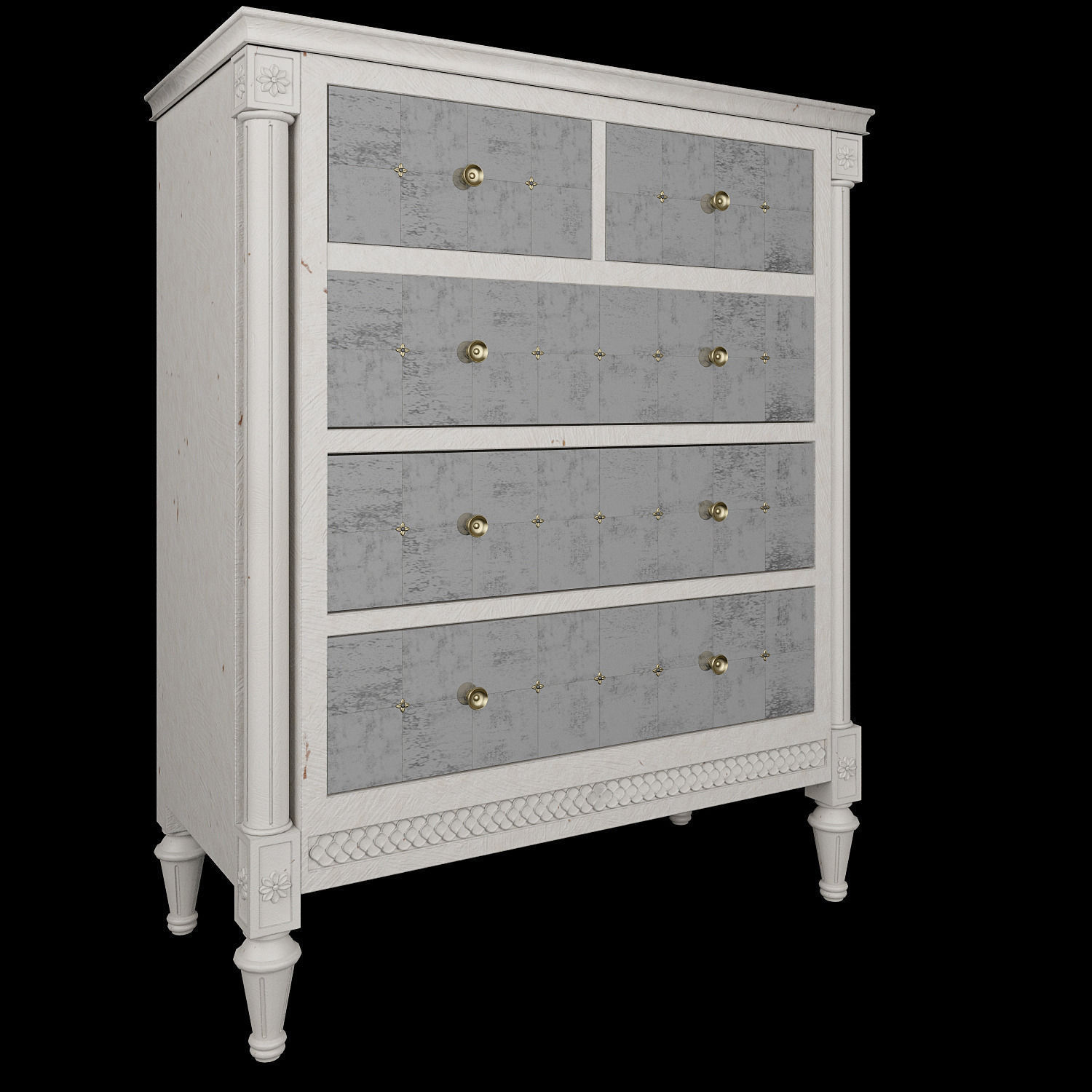 Mirelle Nightstand Three five drawer dresser 3D model_4