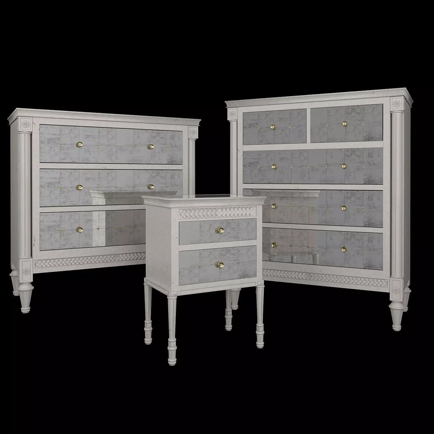 Mirelle Nightstand Three five drawer dresser 3D model_0
