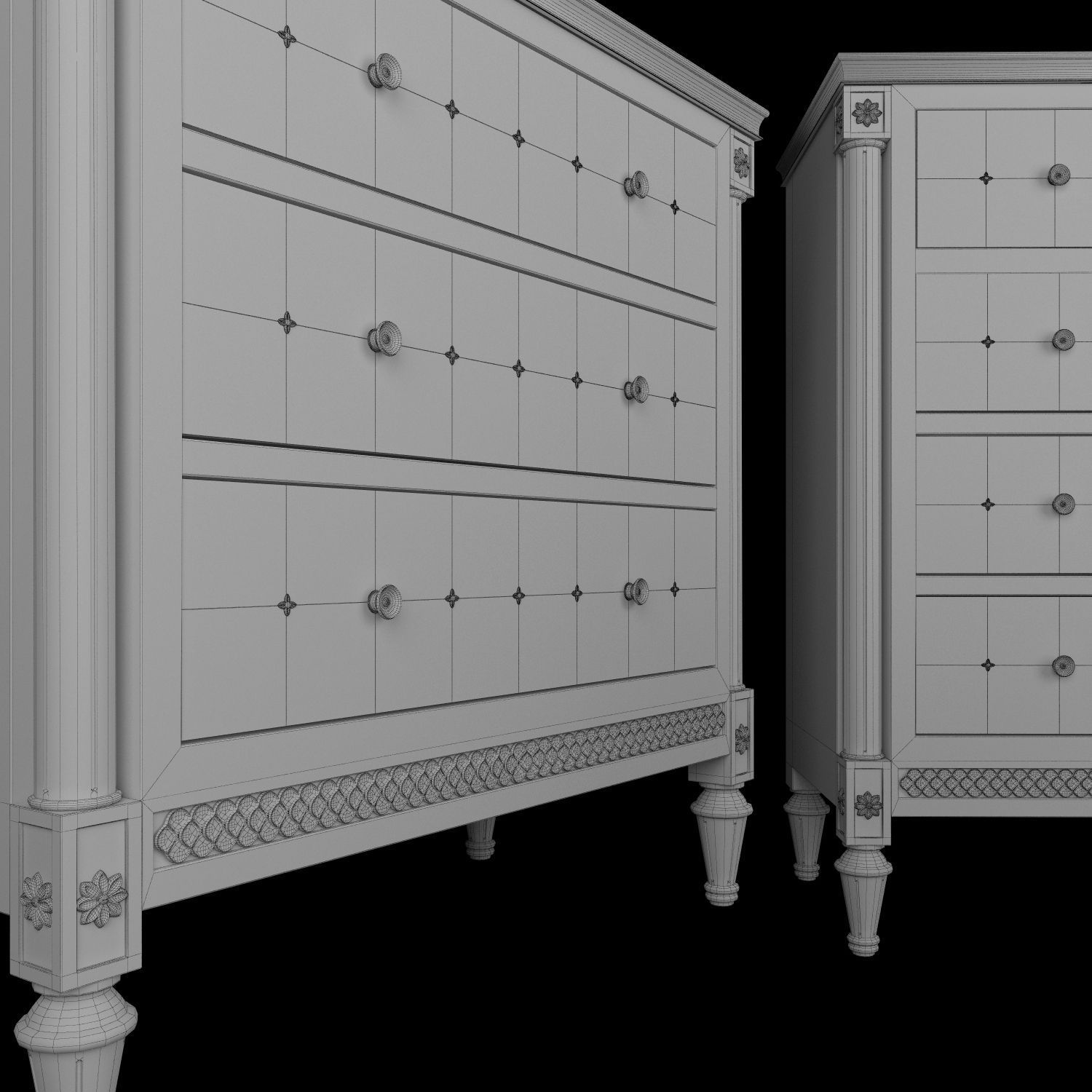 Mirelle Nightstand Three five drawer dresser 3D model_9