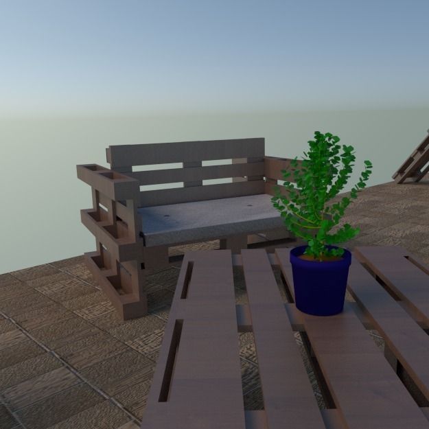 Lounge made out of pallets Low-poly 3D model_5