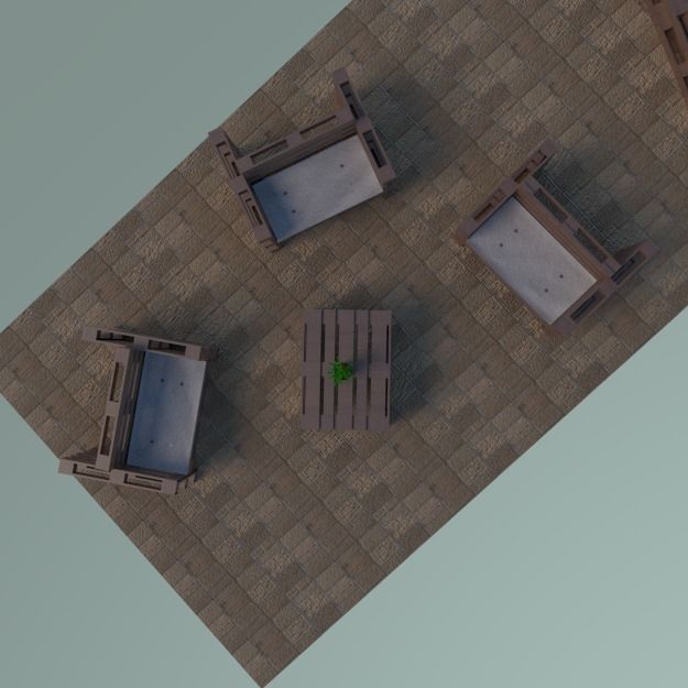 Lounge made out of pallets Low-poly 3D model_3