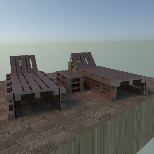 Lounge made out of pallets Low-poly 3D model_6