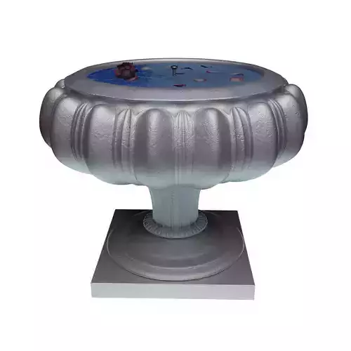 fountain metal pedestal with flower in middle