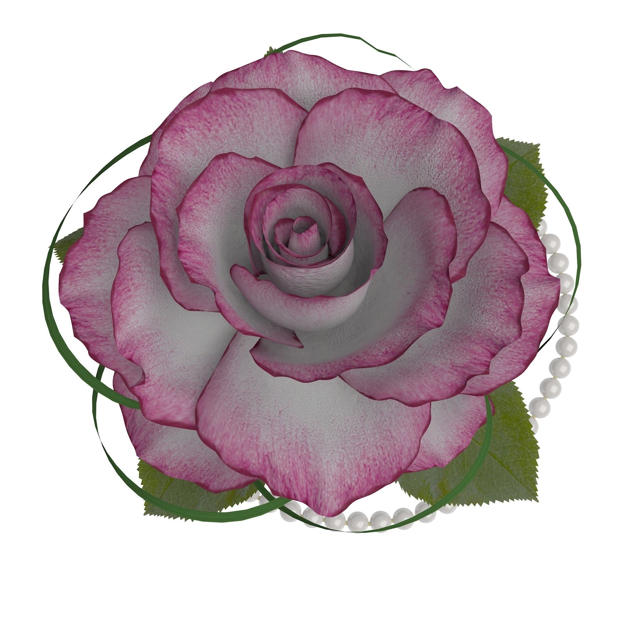 Rose in a banana leaf 3D model_3