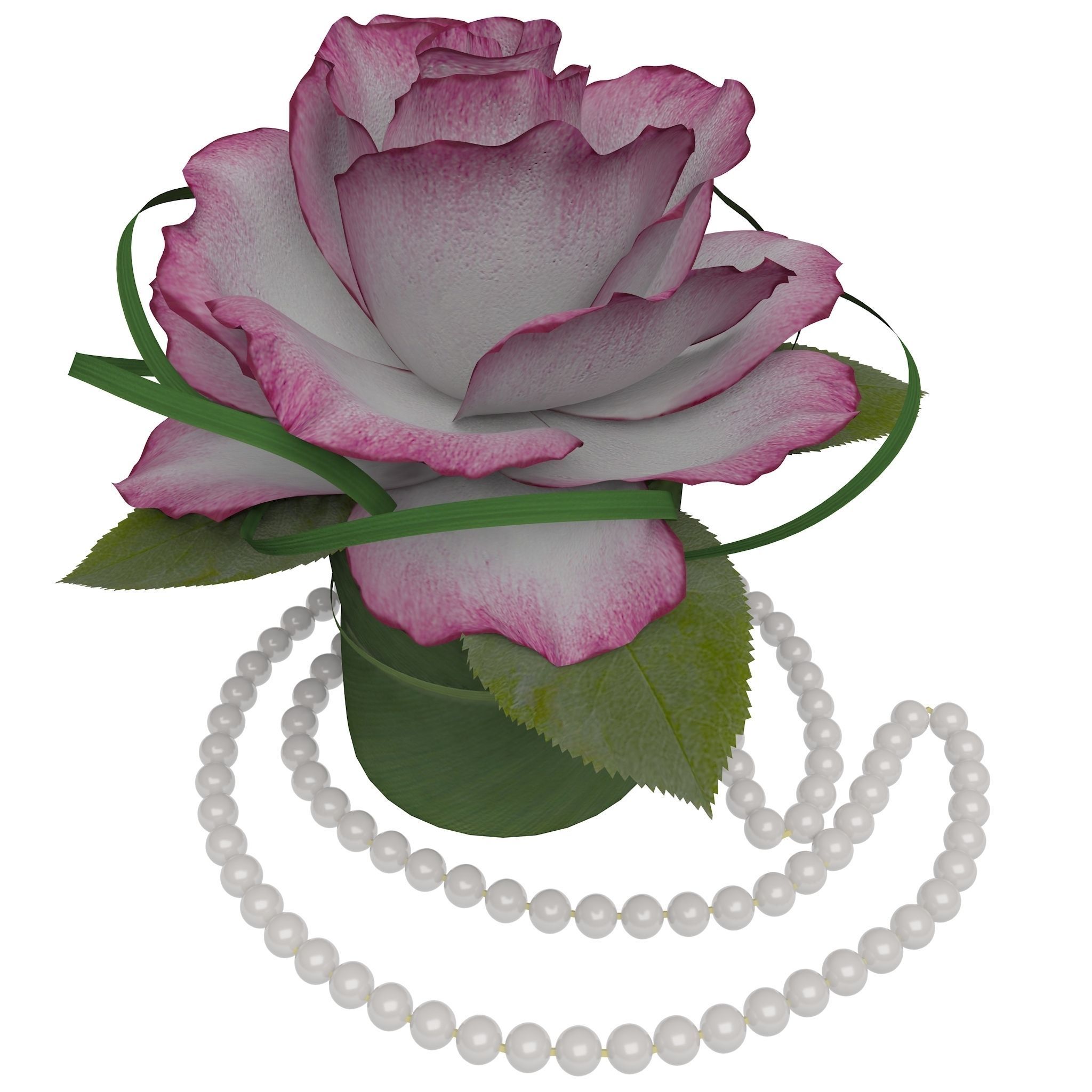 Rose in a banana leaf 3D model_1