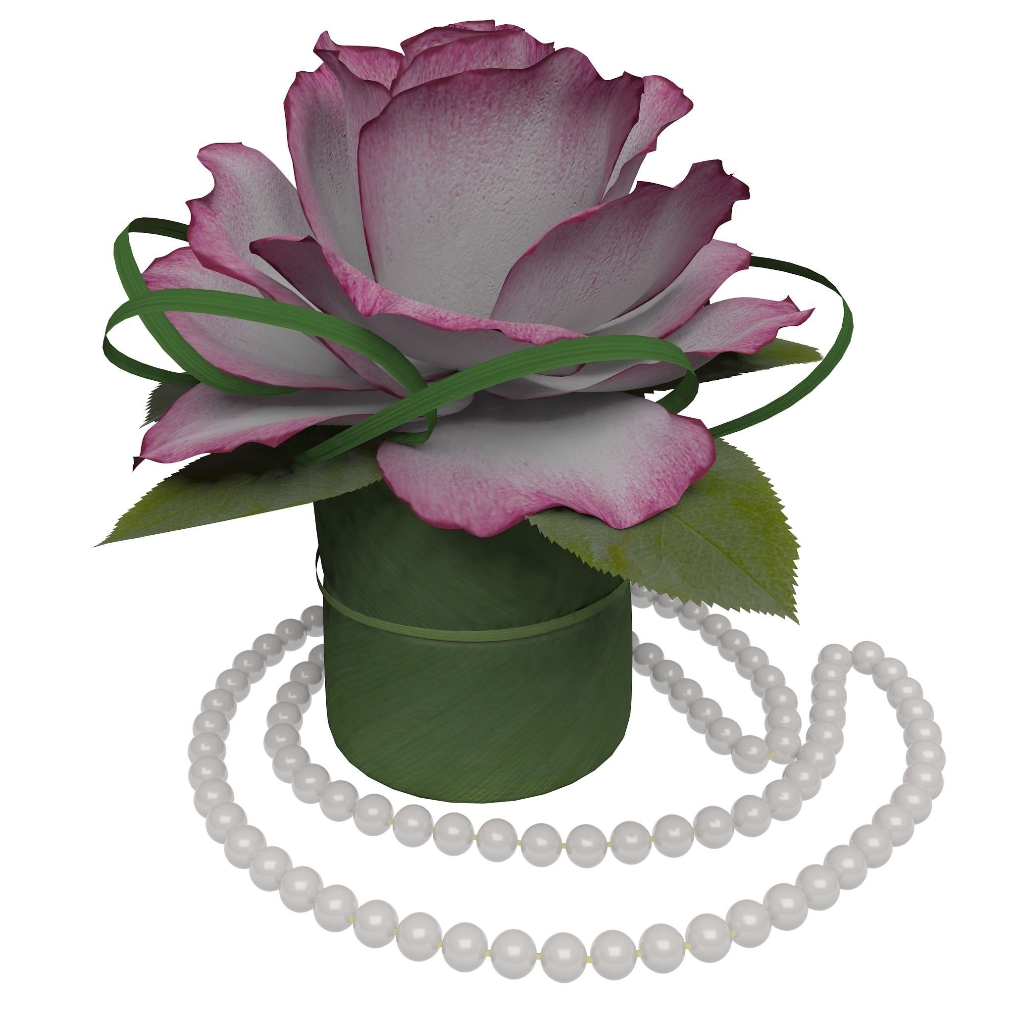 Rose in a banana leaf 3D model_2
