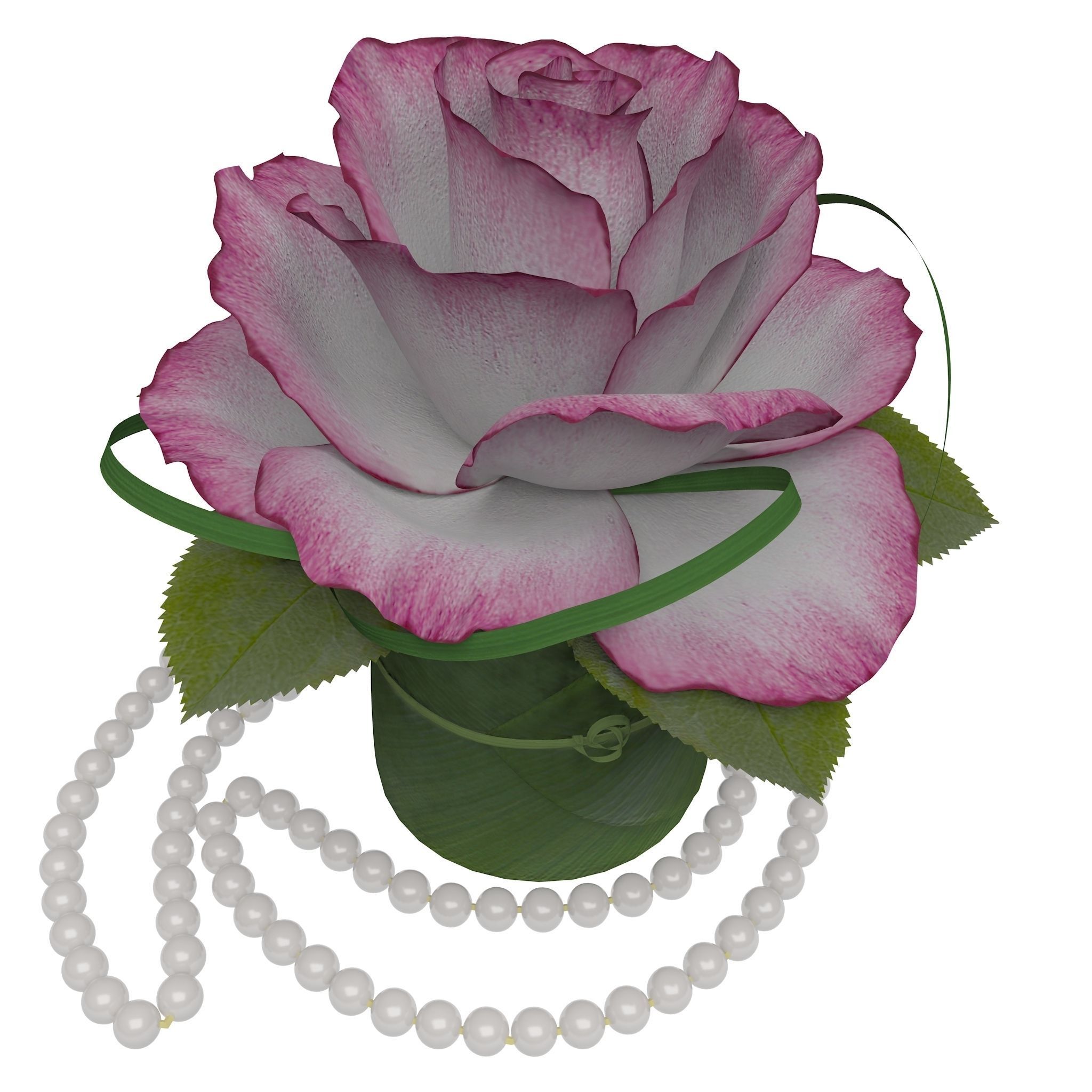 Rose in a banana leaf 3D model_4