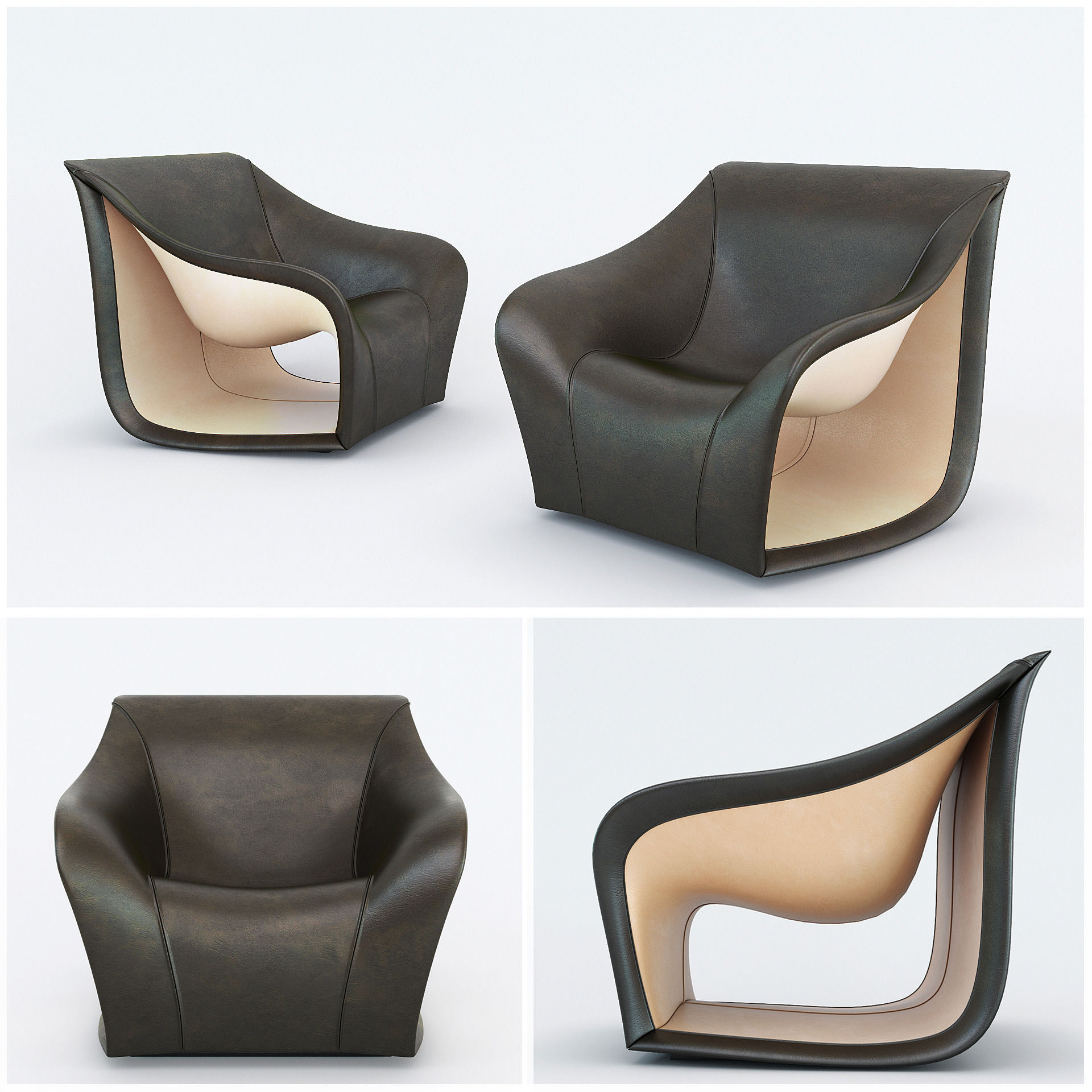 Split Sofa and Chair by Alex Hull 3D model_1