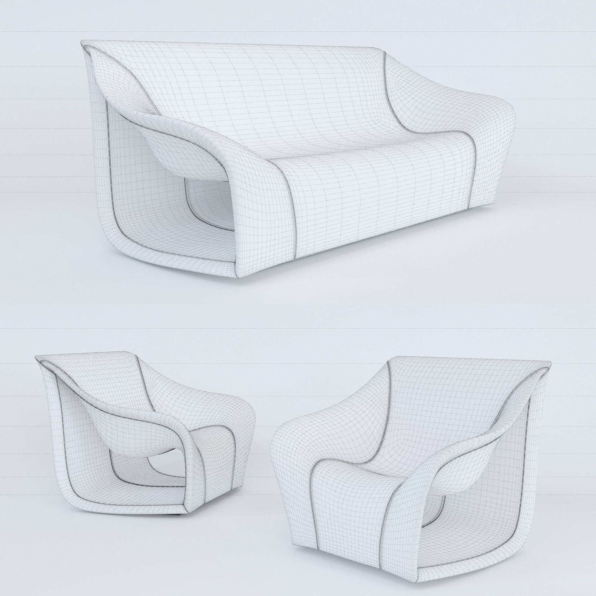 Split Sofa and Chair by Alex Hull 3D model_8