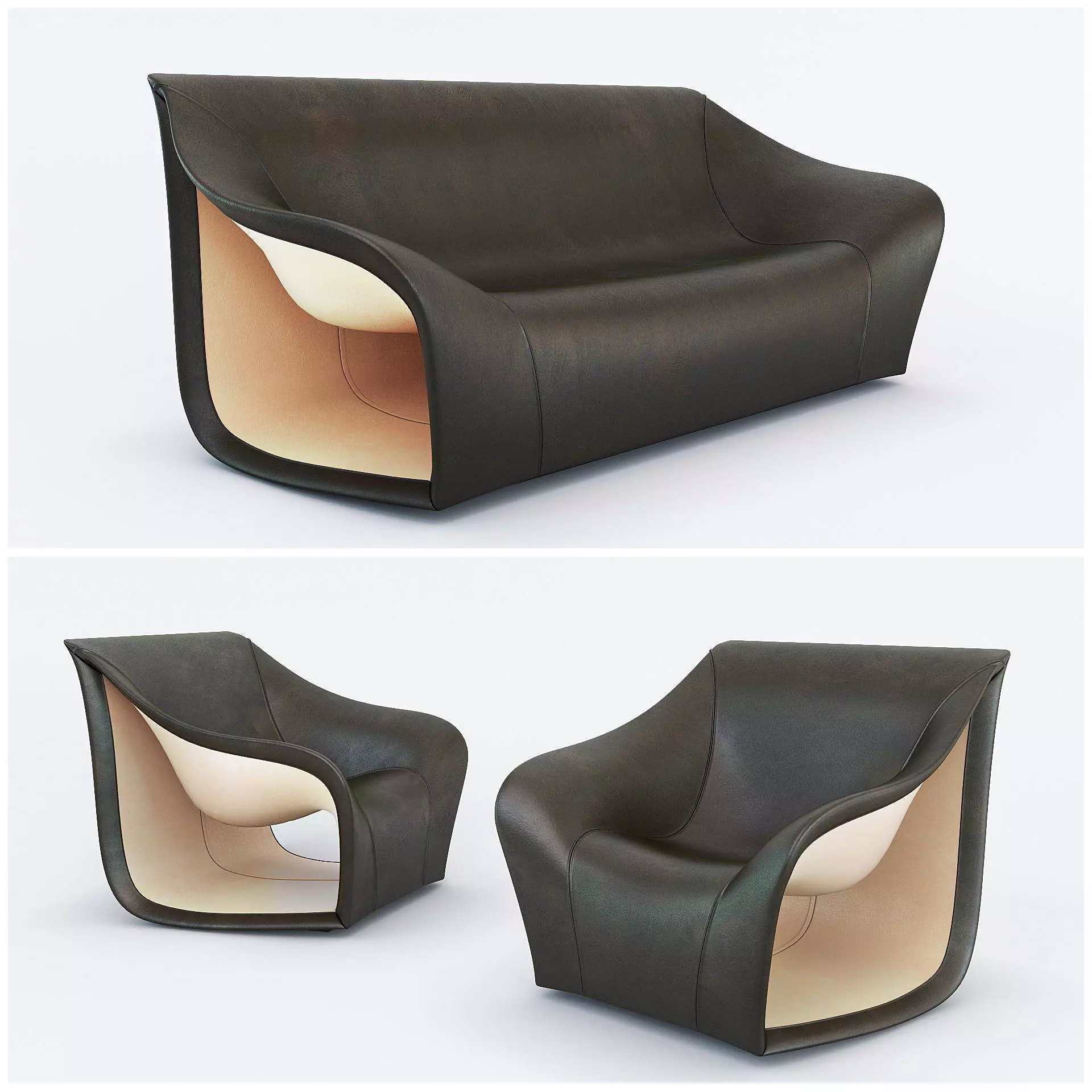 Split Sofa and Chair by Alex Hull 3D model_0